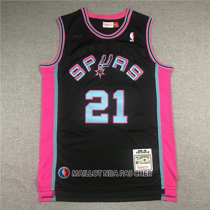 Maillot San Antonio Spurs Tim Duncan Mitchell & Ness 1998-99 Noir